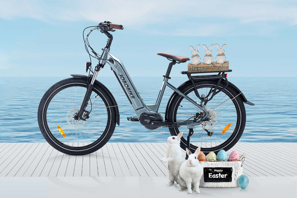 DOGOŃ WIELKANOCNEGO ZAJĄCZKA NA ROWERZE ELEKTRYCZNYM